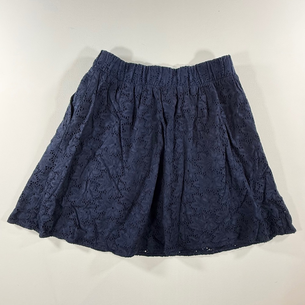 The Webster Miami Eyelet Mini Skirt Women XS Blue Cotton Boho Cottagecore Pocket